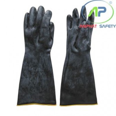 Găng tay công nghiệp chịu axit và kiềm nhẹ màu đen size L 40cm